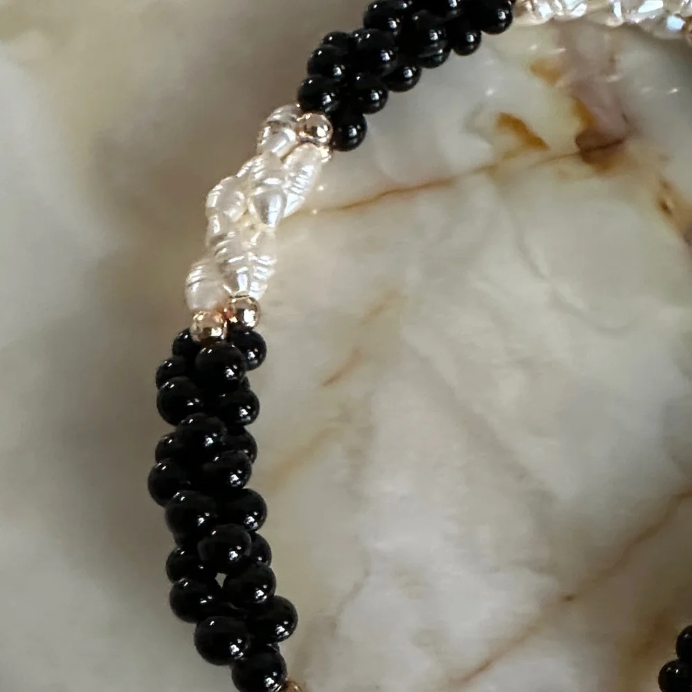 Black and White Beaded Bracelet